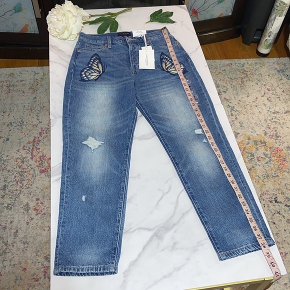 Lucky Brand High Rise Drew Mom Embroidered Butterflies - Picture 11 of 17